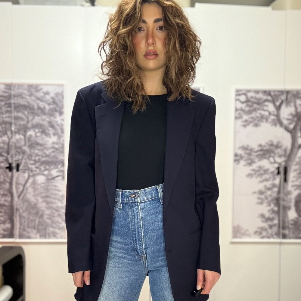 Burberry Navy Oversized Vintage Blazer